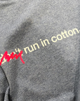 tee, don't run in cotton, heather blue.