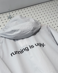 saysky clean pace flex hooded jacket, grey, running is ugly.