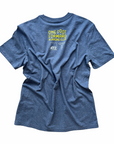 tee, don't run in cotton x track brewing, heather blue.