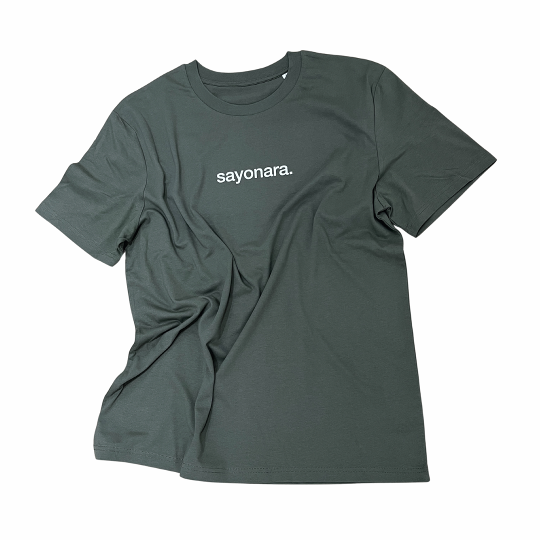 tee, sayonara, khaki.
