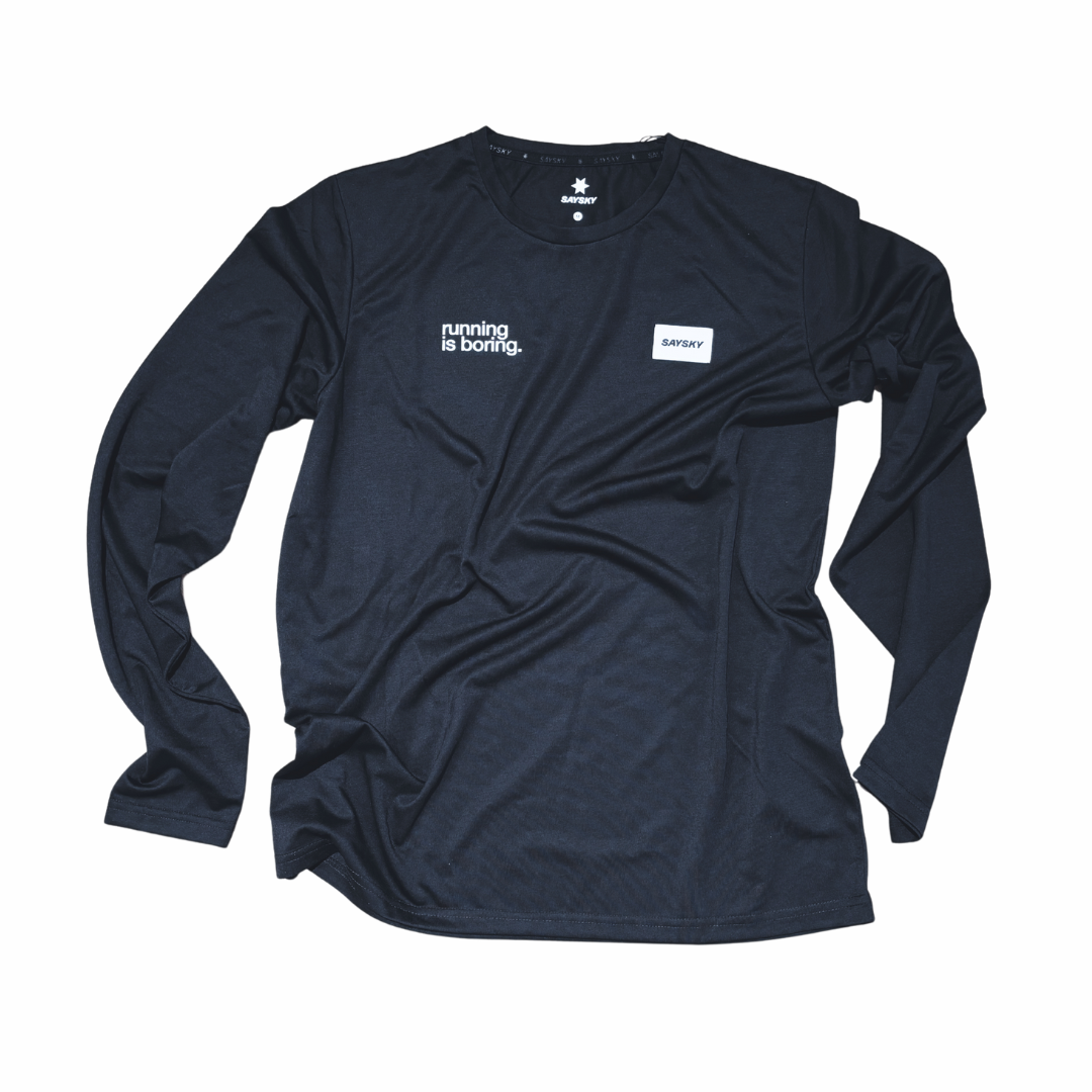 saysky clean motion longsleeve, black, running is boring.