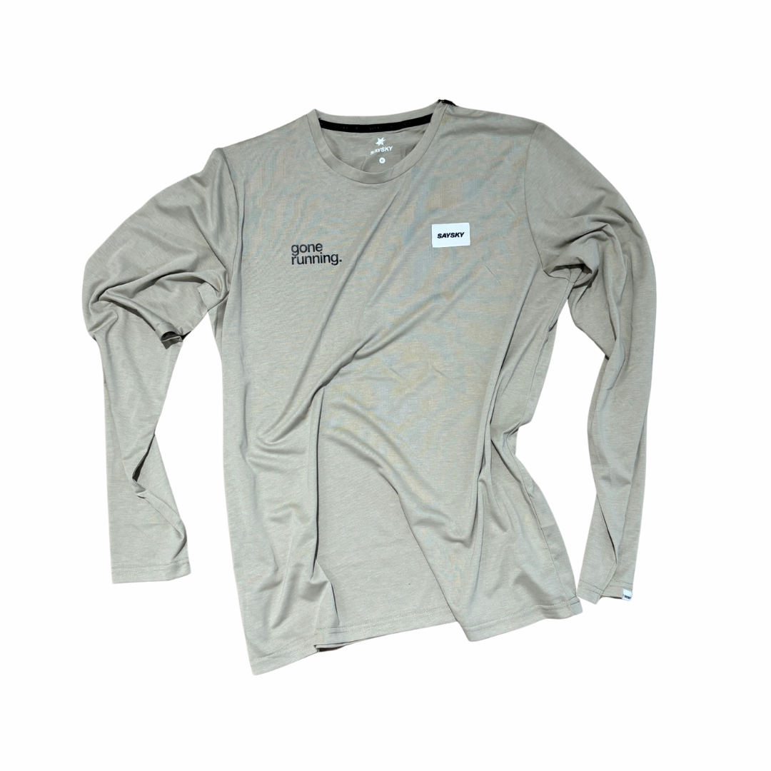 saysky clean motion longsleeve, beige, gone running.