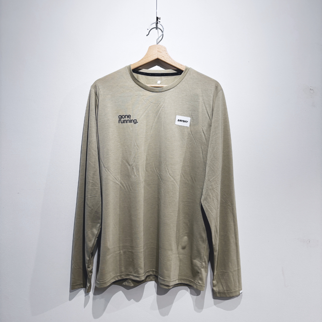 saysky clean motion longsleeve, beige, gone running.