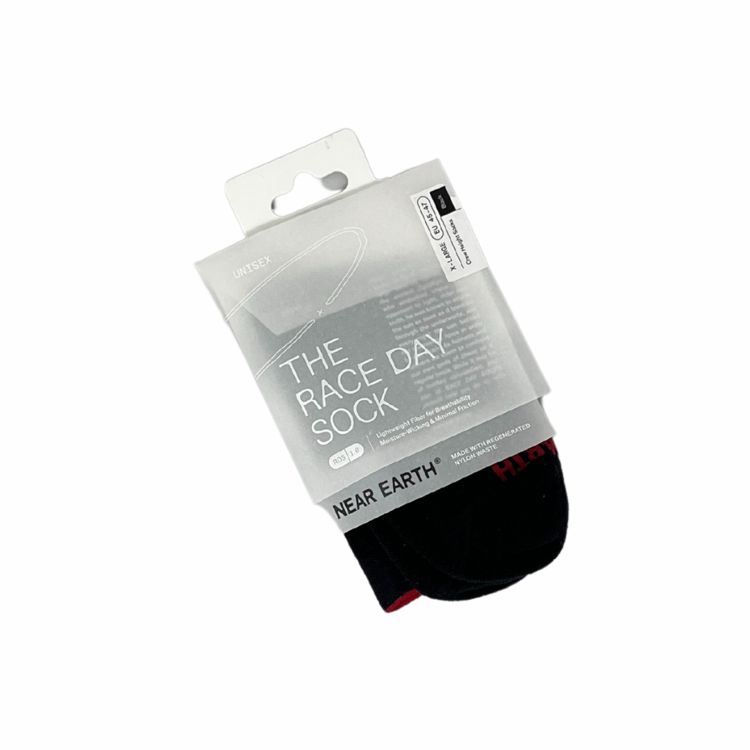 near earth, race day sock, crew length, black