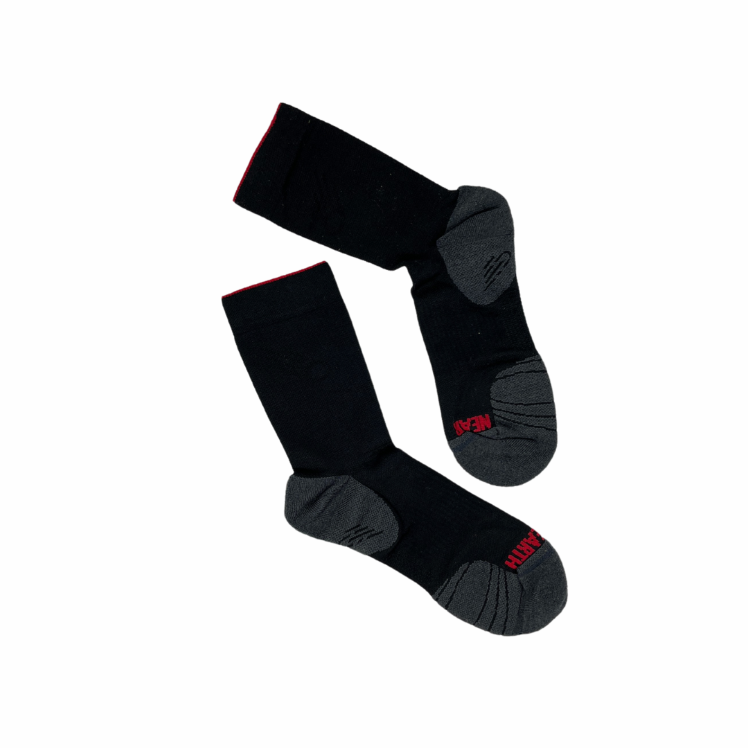 near earth, distance running sock, crew length, black