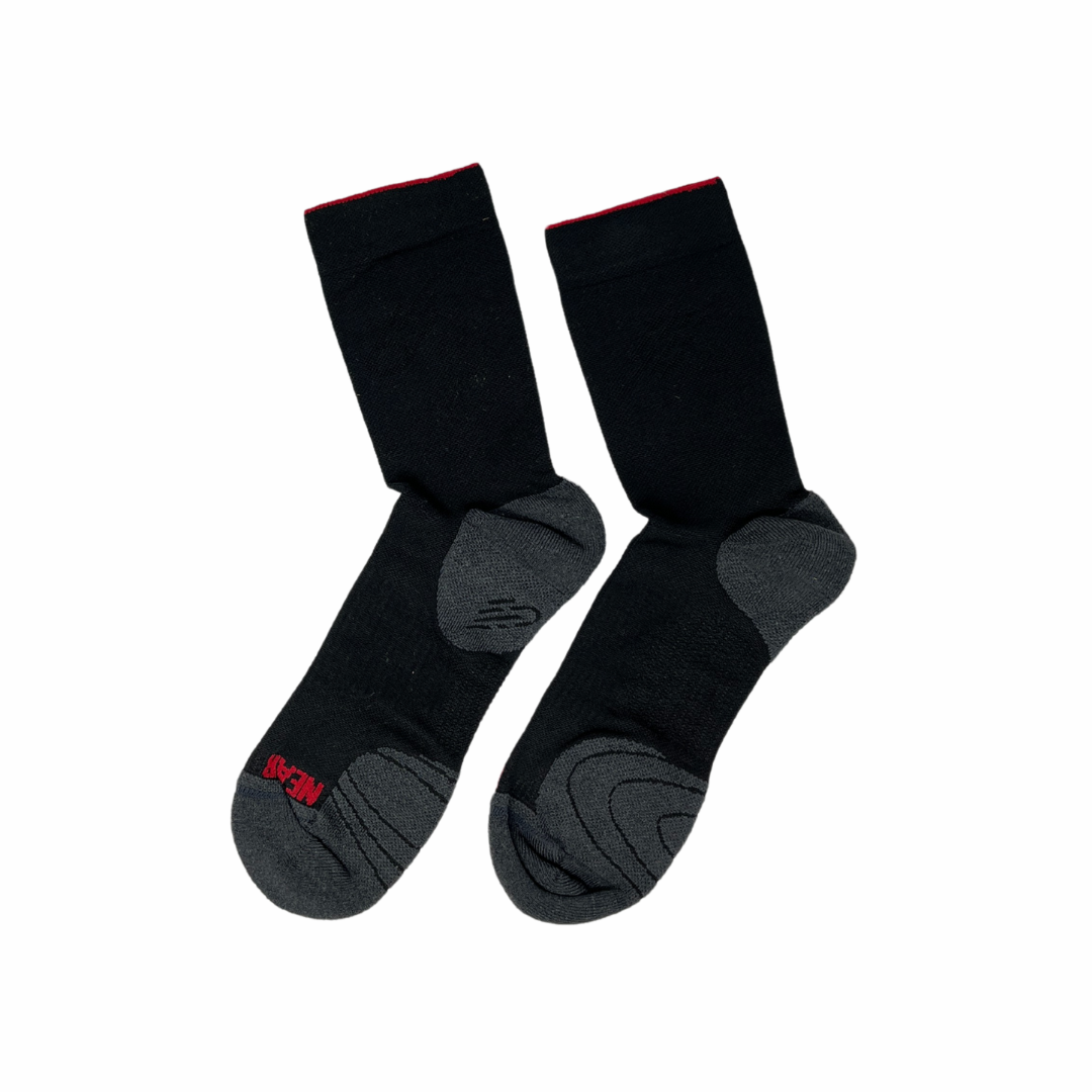 near earth, distance running sock, crew length, black