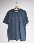 tee, don't run in cotton, heather blue.