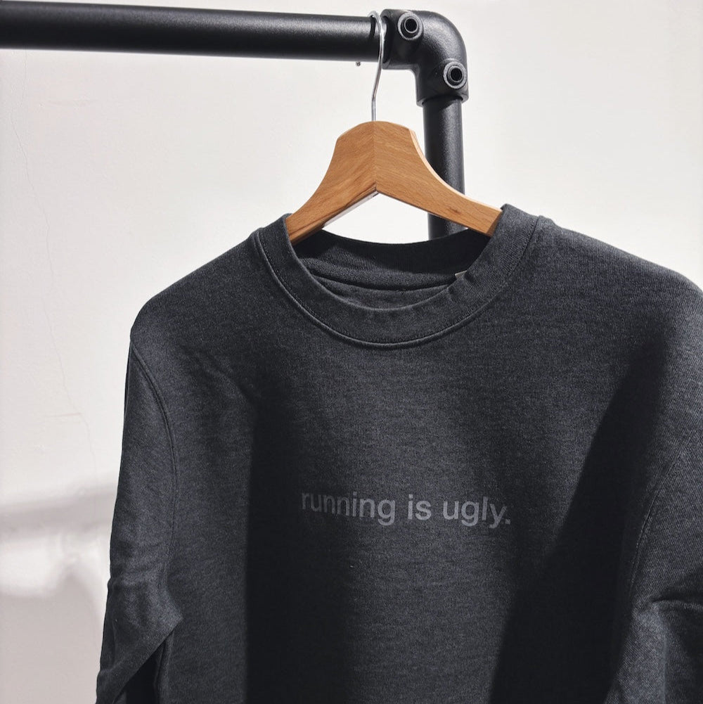 sweater, running is ugly, heather anthracite.