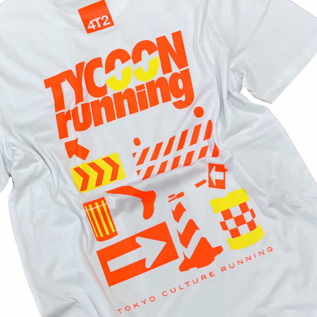 tee, mostly lsd. tycoon running, white.