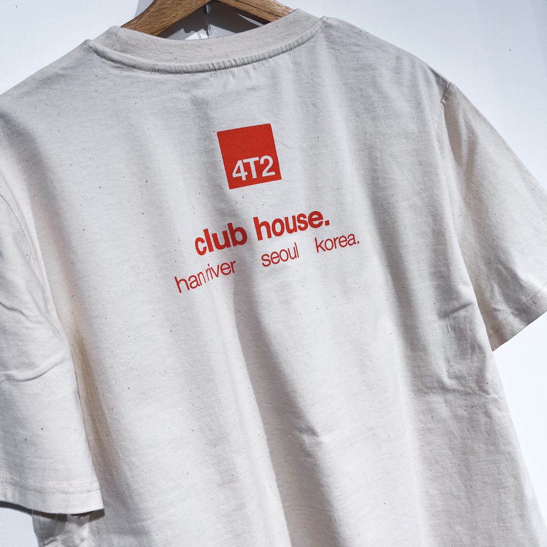 tee, club house seoul, raw white.