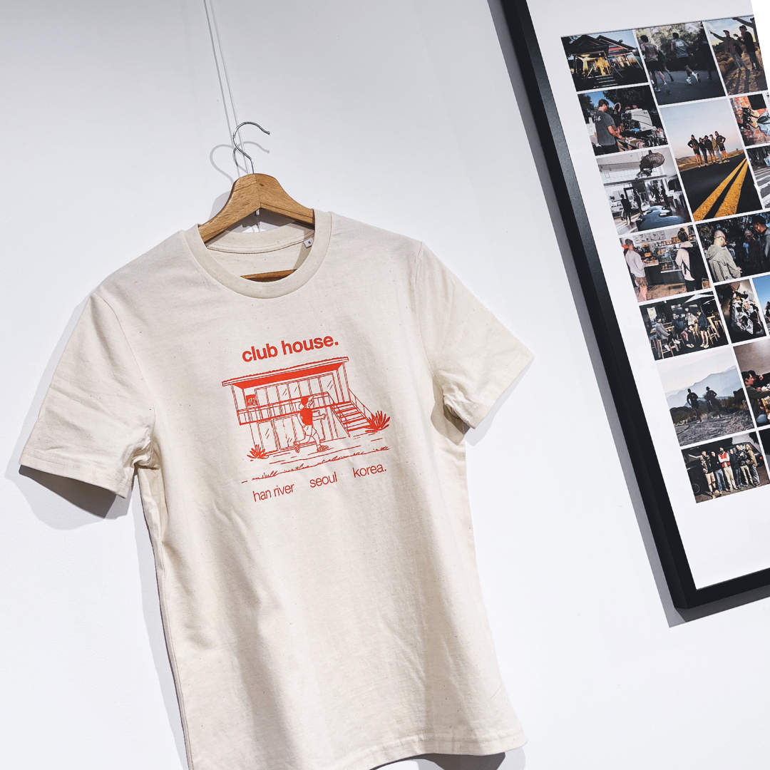 tee, club house seoul, raw white.