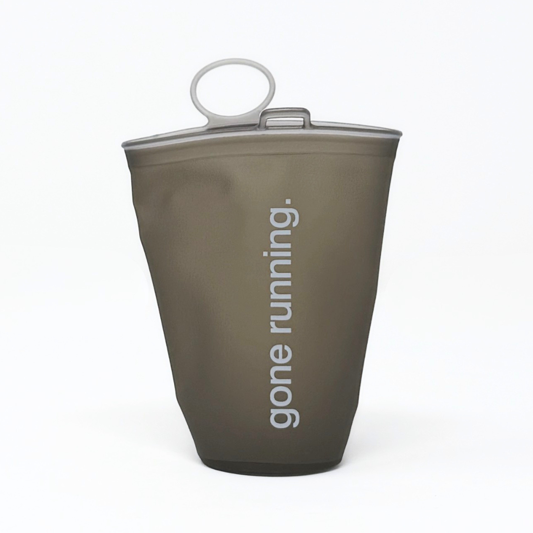 flask, gone running, grey.