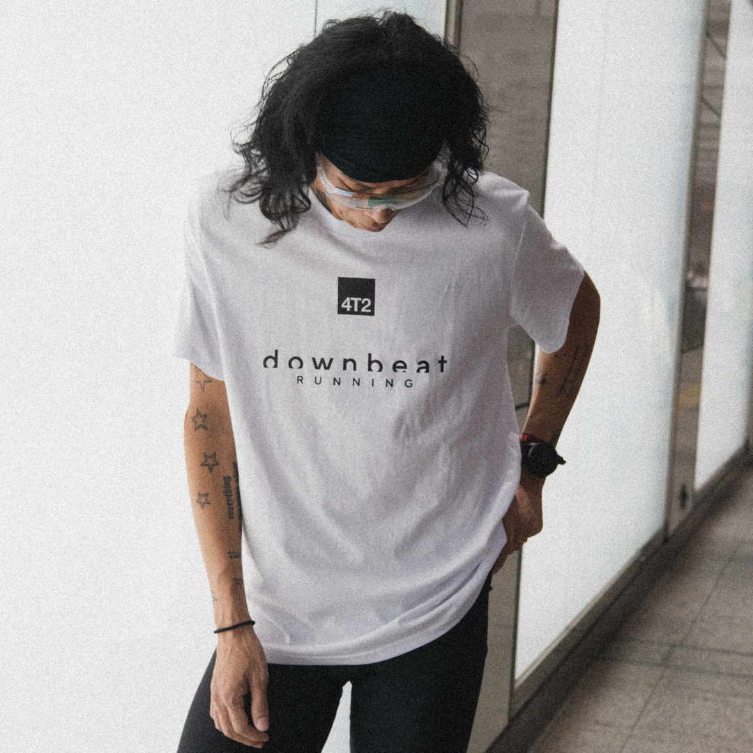 tee downbeat running, tokyo love on white.