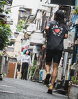 tee downbeat running, tokyo love on vintage black.