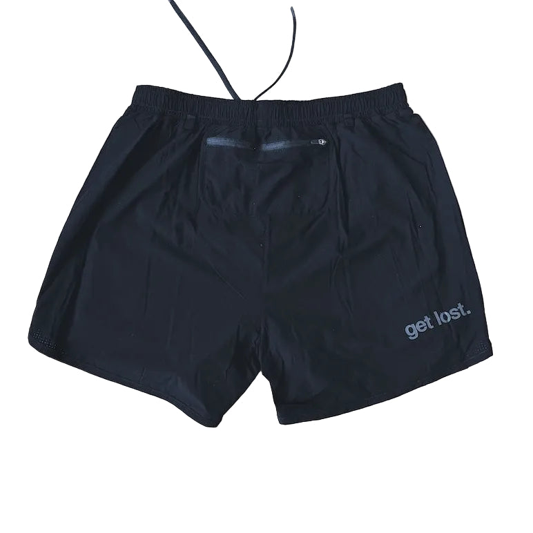 classic mens microperf short 5" get lost, black.