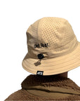 technical adjustable bucket hat, get lost, camel.