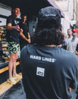 tee hard lines, running is ugly, vintage black.