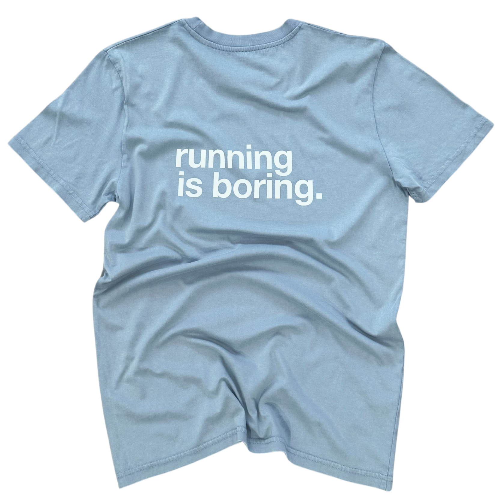 tee, running is boring, vintage grey.