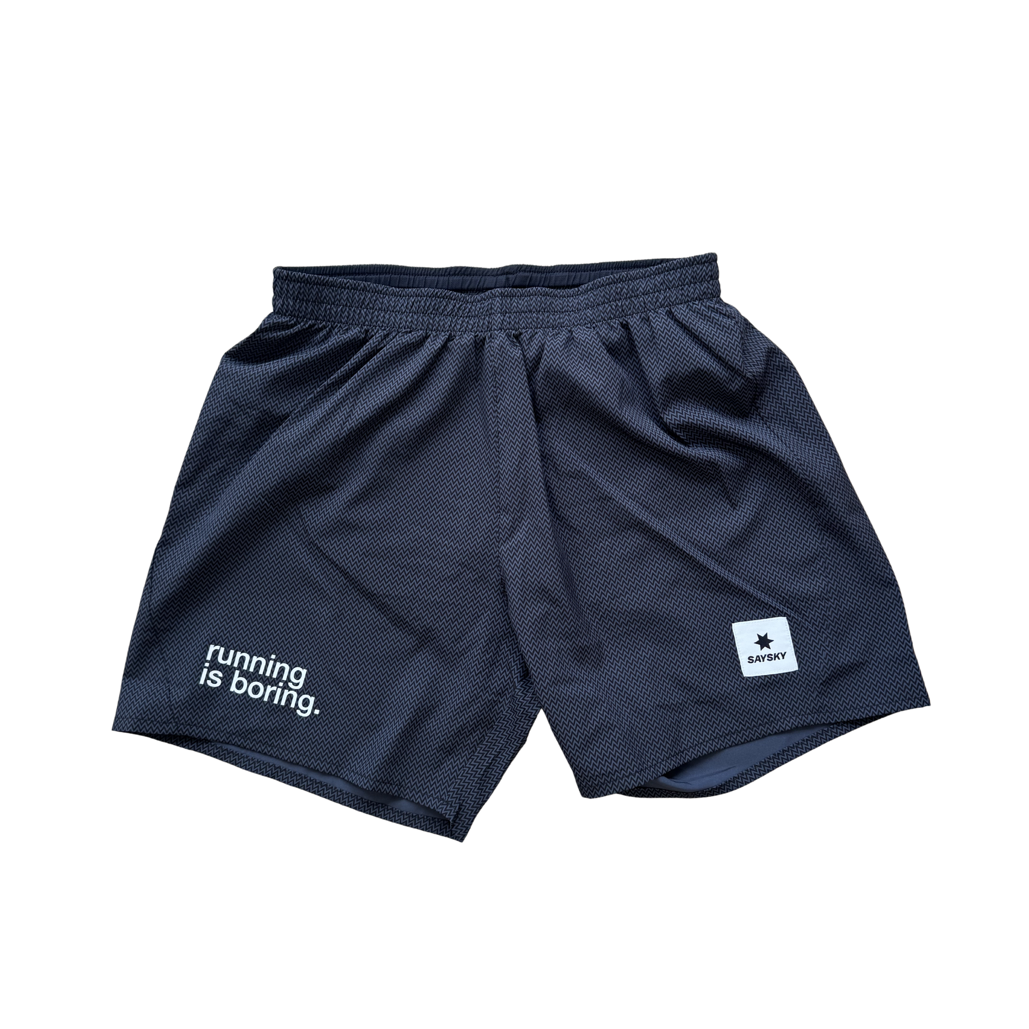saysky mens zig zag 5" shorts, black.